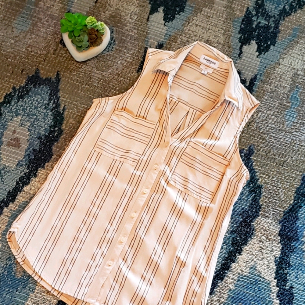 Express blush button up tank